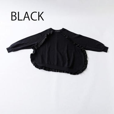 ★8-10月入荷予定ご予約★2025AW★nunuforme ヌヌフォルム ラウンドフリルトレーナー Black 47-nf24-992-714