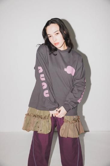 ★8-10月入荷予定ご予約★2025AW★nunuforme ヌヌフォルム nunuforme袖プリント Charcoal nt24-007-04
