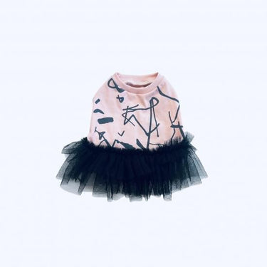 ★frankygrow DOG★frankygrow フランキーグロウ フリルチュールTシャツドレス PINK-BLACK 25F2DG006