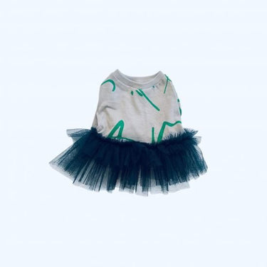 ★frankygrow DOG★frankygrow フランキーグロウ フリルチュールTシャツドレス GRAY-GREEN 25F2DG006