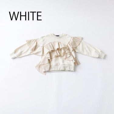 ★8-10月入荷予定ご予約★2025AW★nunuforme ヌヌフォルム ランダムフリルスウェット White adult 13-nf24-822-503