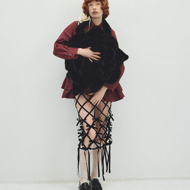 ★2026AW★naokitomizuka ナオキトミヅカ Velvet Ribbon Skirt black GRNTS016