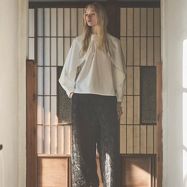 ★2026AW★STELLA CIFFON ステラシフォン Broken Floral Jacquard pants Black ST3-27202