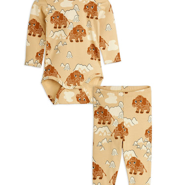 ★Chapter1★2025AW★mini rodini ミニロディーニ Mammoth aop baby set Beige