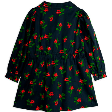 ★Chapter1★2025AW★mini rodini ミニロディーニ Lingonberries aop woven ls dress Black