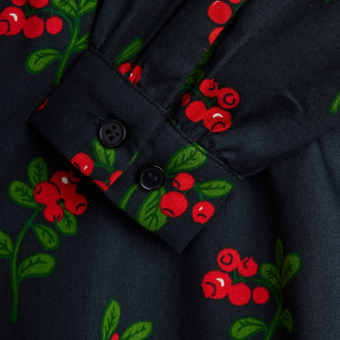 ★Chapter1★2025AW★mini rodini ミニロディーニ Lingonberries aop woven ls dress Black