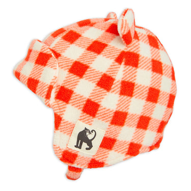 ★Chapter1★2025AW★mini rodini ミニロディーニ Gingham aop fleece hat Red