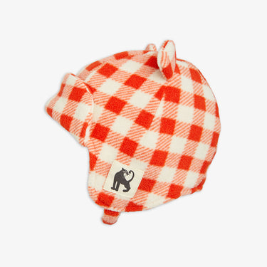 ★Chapter1★2025AW★mini rodini ミニロディーニ Gingham aop fleece hat Red