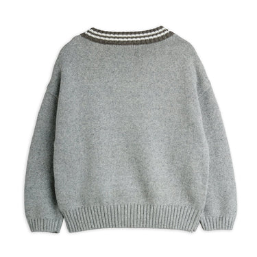 ★E.T. PHONE 2026SS collection★mini rodini ミニロディーニ E.T. intarsia v-neck sweater Grey melange
