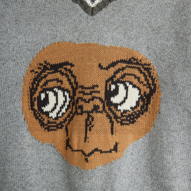 ★E.T. PHONE 2026SS collection★mini rodini ミニロディーニ E.T. intarsia v-neck sweater Grey melange