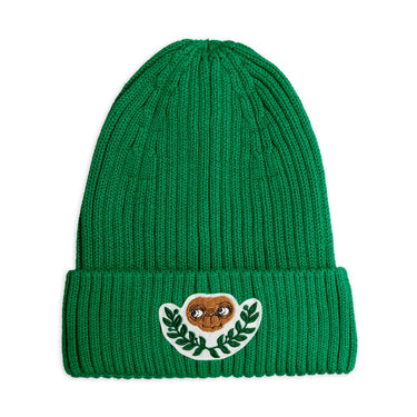 ★E.T. PHONE 2026SS collection★mini rodini ミニロディーニ E.T patch knitted rib fold up hat Green