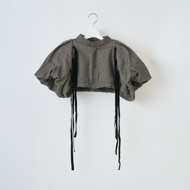 ★入荷済み★2026AW★naokitomizuka ナオキトミヅカ Cropped velvet ribbon top black GRNTJ016