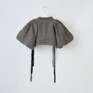 ★入荷済み★2026AW★naokitomizuka ナオキトミヅカ Cropped velvet ribbon top black GRNTJ016