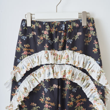 ★2026AW★naokitomizuka ナオキトミヅカ Vintage Floral Ruffle Pants black GRNTP015