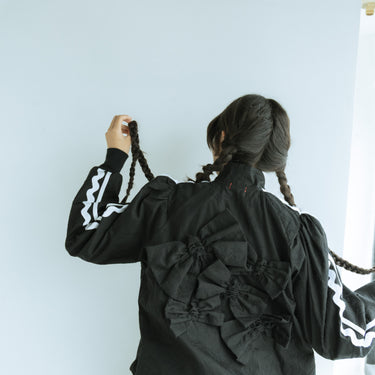 ★入荷済み★2026AW★frankygrow フランキーグロウ FULLY EMBROIDERED BACK RIBBON JACKET BLACK ADULT 26FWOT-131