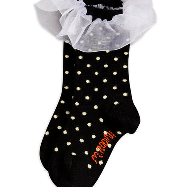 ★PRE 2026SS collection★mini rodini ミニロディーニ Polka dot frill 1-pack socks Black