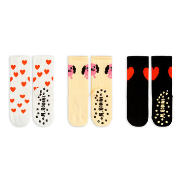 ★PRE 2026SS collection★mini rodini ミニロディーニ Doggie 3-pack anti-slip socks Multi