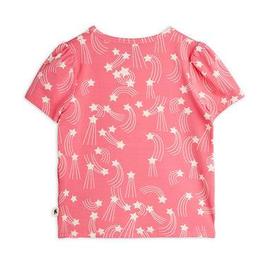★Chapter1★2026SS★mini rodini ミニロディーニ Starfall aop puff sleeve ss top Pink