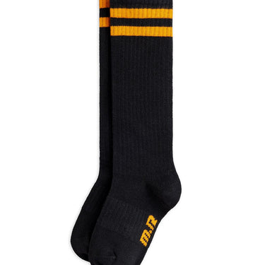 ★Chapter1★2026SS★mini rodini ミニロディーニ Football stripe knee-high socks Black