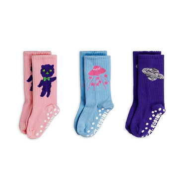 ★Chapter1★2026SS★mini rodini ミニロディーニ Planet 3-pack anti-slip socks Multi