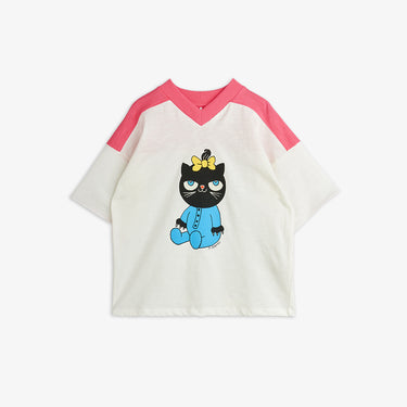 ★PRE 2026AW collection★mini rodini ミニロディーニ Cat v-neck sp ss tee Pink