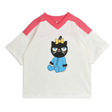 ★PRE 2026AW collection★mini rodini ミニロディーニ Cat v-neck sp ss tee Pink