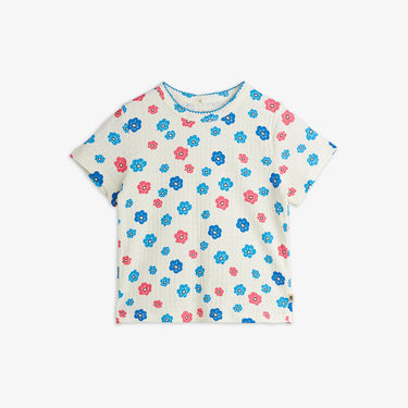 ★PRE 2026AW collection★mini rodini ミニロディーニ Flowers aop picot edge pointelle ss tee Multi