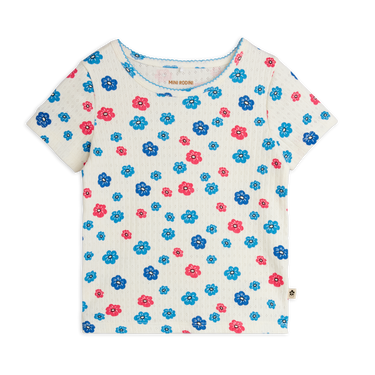 ★PRE 2026AW collection★mini rodini ミニロディーニ Flowers aop picot edge pointelle ss tee Multi