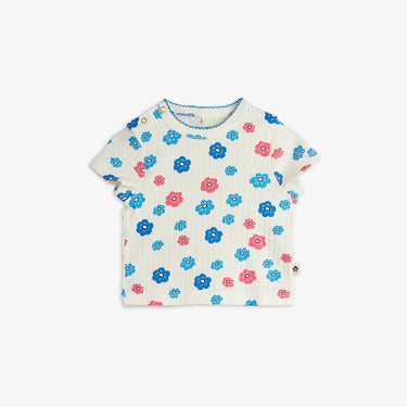 ★PRE 2026AW collection★mini rodini ミニロディーニ Flowers aop picot edge pointelle ss tee Multi