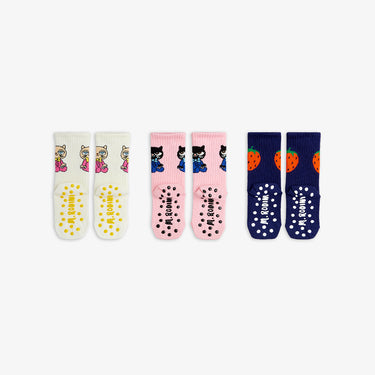 ★PRE 2026AW collection★mini rodini ミニロディーニ Cats 3-pack anti-slip socks Multi