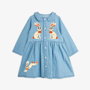 ★Chapter2★2026AW★mini rodini ミニロディーニ LW denim rabbit sp woven dress Blue