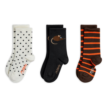 ★Chapter1★2026AW★mini rodini ミニロディーニ Elephant shrew 3-pack socks Multi