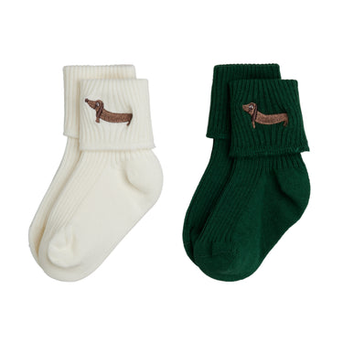 ★Chapter1★2026AW★mini rodini ミニロディーニ Dog emb 2-pack ribbed baby socks Multi