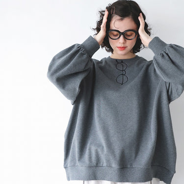 ★2026AW★michirico ミチリコ Glasses embroidery pullover ダーク杢グレー MR26AW-11(adult)