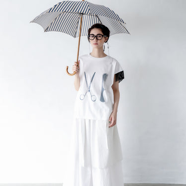 ★入荷済み★2026SS★michirico ミチリコ Scissors & Comb fringe T ホワイト MR26SS-08(adult)