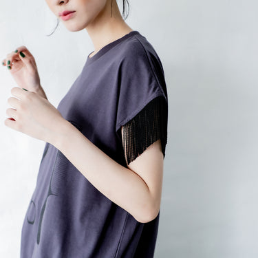 ★入荷済み★2026SS★michirico ミチリコ Scissors & Comb fringe T ダークパープル MR26SS-08(kids/adult)