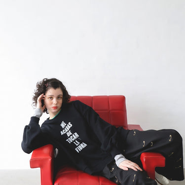 ★2026AW★michirico ミチリコ Fake embroidery pullover ブラック MR26AW-17(adult)