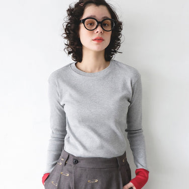 ★2026AW★michirico ミチリコ Switching colors rib knit 杢グレー MR26AW-18(kids/adult)