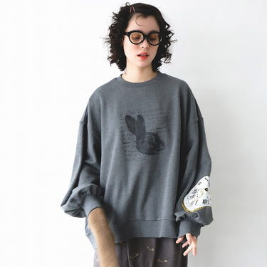 ★2026AW★michirico ミチリコ Rabbit Time pullover ダーク杢グレー MR26AW-09(adult)