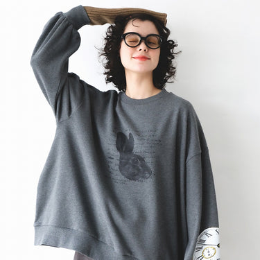 ★2026AW★michirico ミチリコ Rabbit Time pullover ダーク杢グレー MR26AW-09(adult)