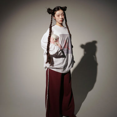 ★9-10月入荷予定ご予約★2026AW★UNIONINI ユニオニーニ fringe long pants burgundy PT-120