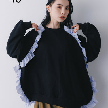 ★入荷済み★2026AW★nunuforme ヌヌフォルム ラウンド フリルトレーナー Black 46-nf26-992-728