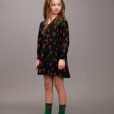 ★Chapter1★2025AW★mini rodini ミニロディーニ Lingonberries aop woven ls dress Black