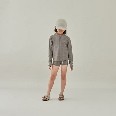 ★2025SS★MOUN TEN. マウンテン mini check swim rash guard khaki check MW07-1742