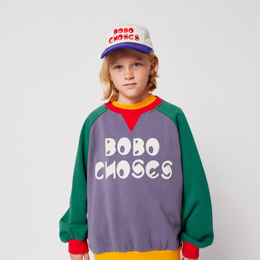 ★DROP2★2025AW★BOBOCHOSES ボボショーズ Bobo Choses color block ranglan sweatshirt B225AC137