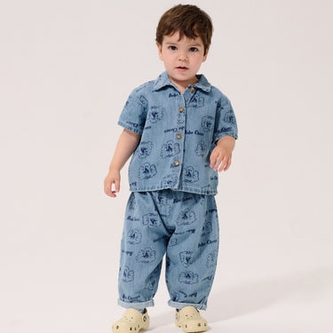 ★DROP1★2026SS★BOBOCHOSES ボボショーズ Pickles The Dog all over denim shirt B126AB027