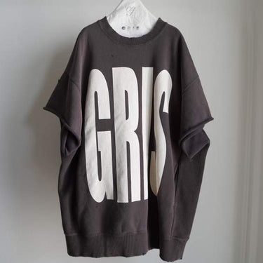 ★入荷済み★2026AW★GRIS グリ Cut of sleeve Big sweat CHARCOAL GR26AW-CU005