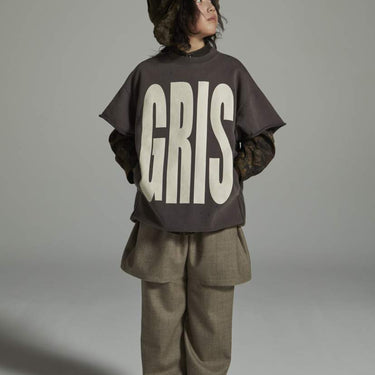 ★入荷済み★2026AW★GRIS グリ Cut of sleeve Big sweat CHARCOAL GR26AW-CU005