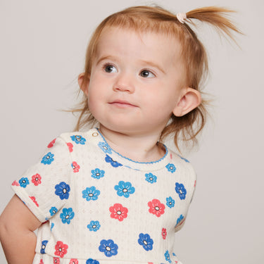 ★PRE 2026AW collection★mini rodini ミニロディーニ Flowers aop picot edge pointelle ss dress Multi