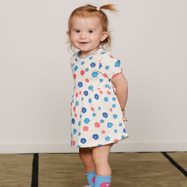 ★PRE 2026AW collection★mini rodini ミニロディーニ Flowers aop picot edge pointelle ss dress Multi